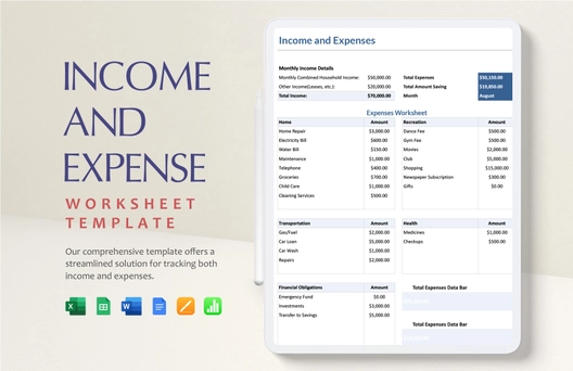 Income and Expense Worksheet Template