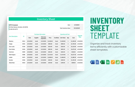 Inventory Sheet Template Inventory Sheet Template