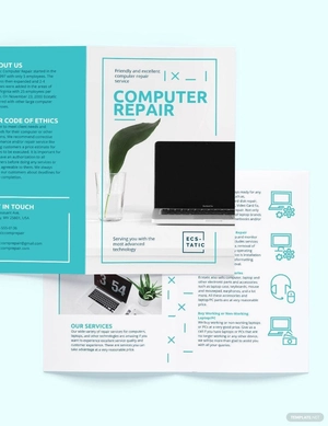 Computer Repair Shop Bi-Fold Brochure Template