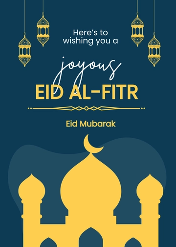 Free Simple Eid al-Fitr Card Template to Edit Online