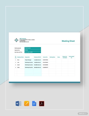 Meeting Sheet Template
