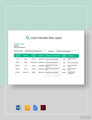 Sales Call Prospecting Sheet Template