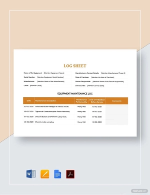 Maintenance Log sheet Template
