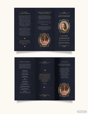 Elegant Funeral Obituary Tri-Fold Brochure Template