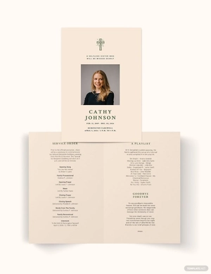 Catholic Eulogy Funeral Bi-Fold Brochure Template