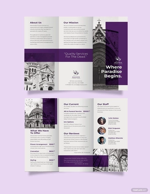 Church Funeral Service Tri-Fold Brochure Template