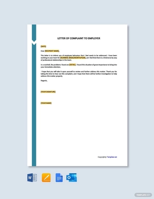 Letter of Complaint to Employer