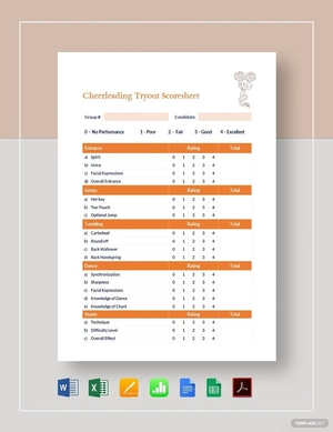 Cheerleading Tryout Score Sheet Template