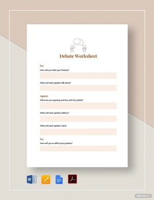 Debate Worksheet Example Template
