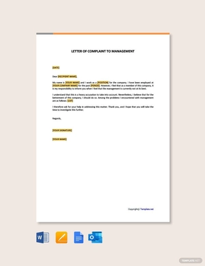 Letter of Complaint to Management