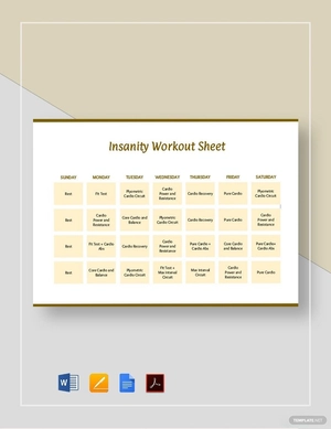 Insanity Workout Sheet Template Insanity Workout Sheet Template
