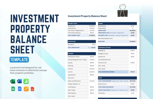 Investment Property Balance Sheet Template