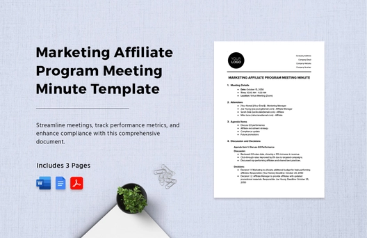 Marketing Affiliate Program Meeting Minute Template