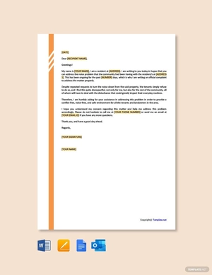 Noise Complaint Letter
