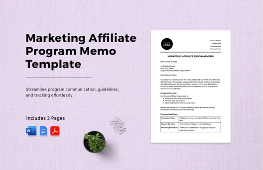 Marketing Affiliate Program Memo Template