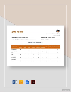 Stat Sheet Template Stat Sheet Template