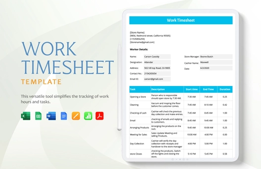 Work Timesheet Template