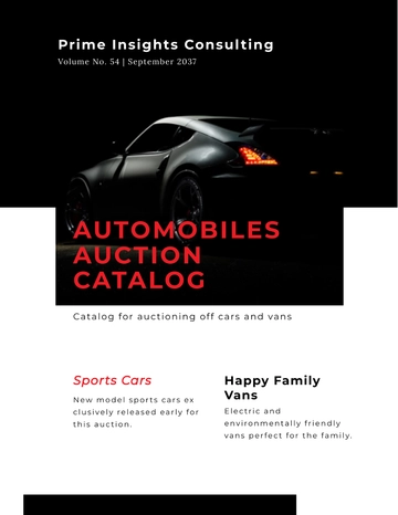 Free Automobiles Auction Catalog Template to Edit Online