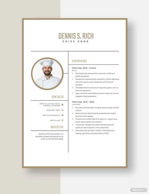 Chief Cook Resume