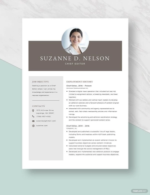 Chief Editor Resume