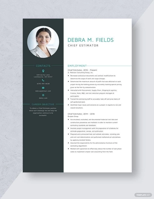 Chief Estimator Resume