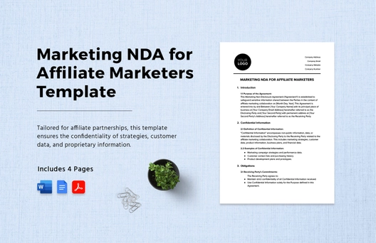 Marketing NDA for Affiliate Marketers Template Marketing NDA for Affiliate Marketers Template