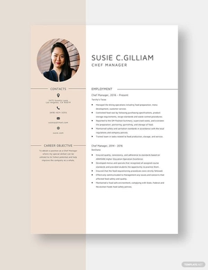 Chef Manager Resume