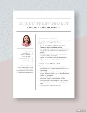 Chartered Financial Analyst Resume