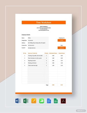 Time Worksheet Template