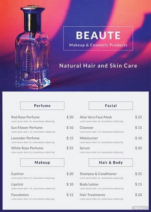 Product Menu Template
