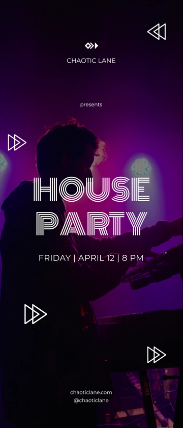 Free House Party Music Rollup Banner Template to Edit Online