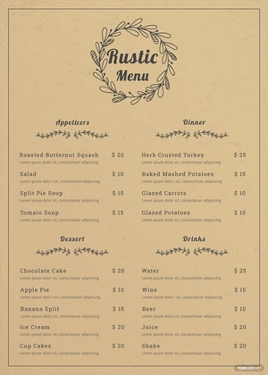Simple Rustic Menu Template