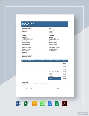 Blank Commercial Invoice