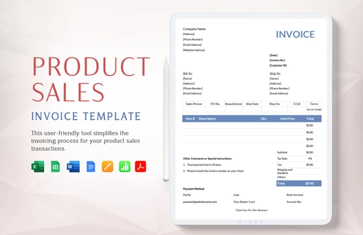 Product Sales Invoice Template