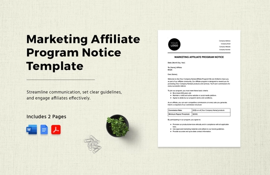 Marketing Affiliate Program Notice Template