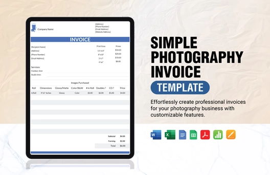 Simple Photography Invoice Template