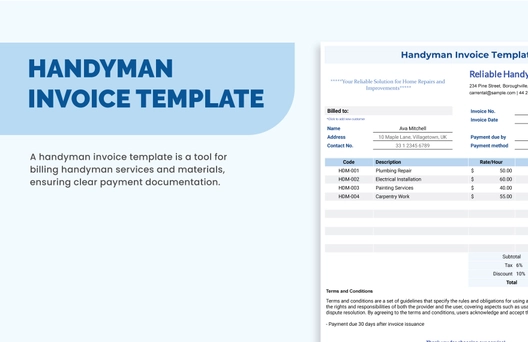 Handyman Invoice Template Handyman Invoice Template
