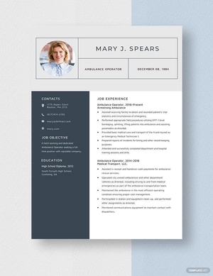 Ambulance Operator Resume