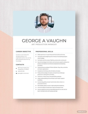 Art Production Manager Resume