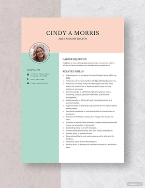 Arts Admin Resume
