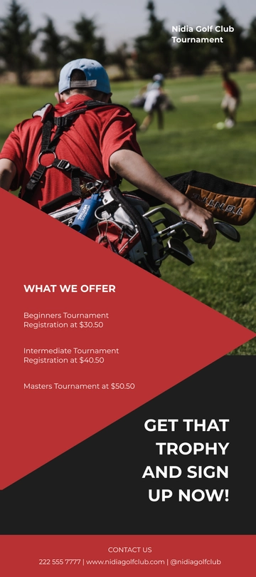 Free Golf Tournament Rack Card Template to Edit Online