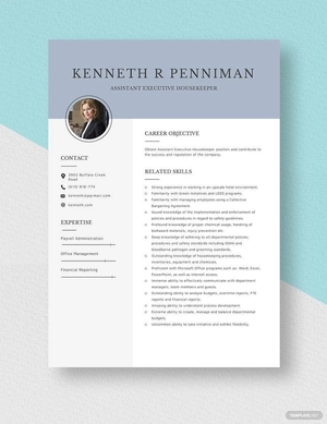 Assistant Executive Housekeeper Resume