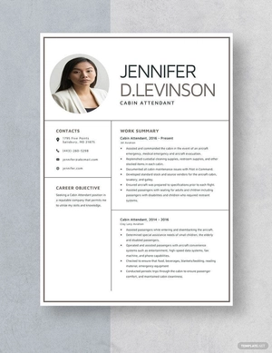 Cabin Attendant Resume