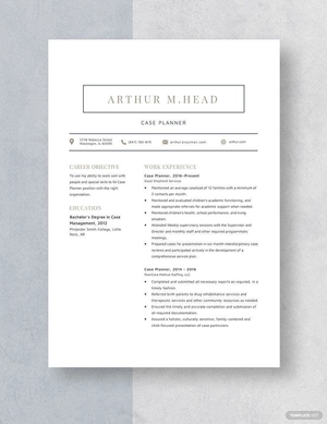 Case Planner Resume