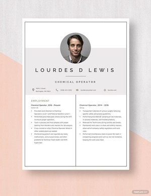 Chemical Operator Resume