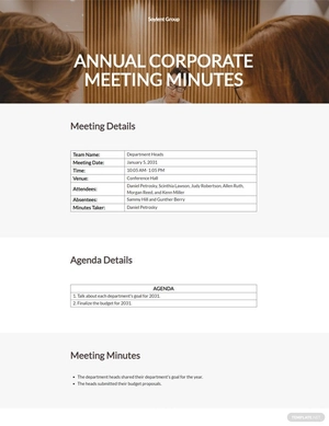 Annual Corporate Meeting Minutes Template