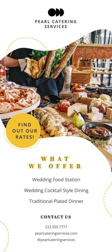 Free Wedding Catering Rack Card Template to Edit Online