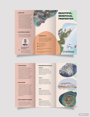 Resort Vacation Rental Tri-Fold Brochure Template