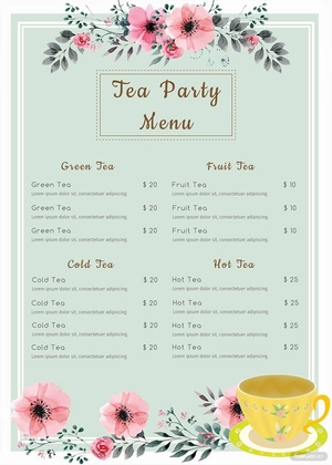 Tea Party Menu Template