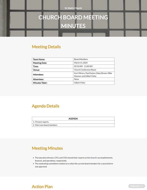 Church Board Meeting Minutes Template